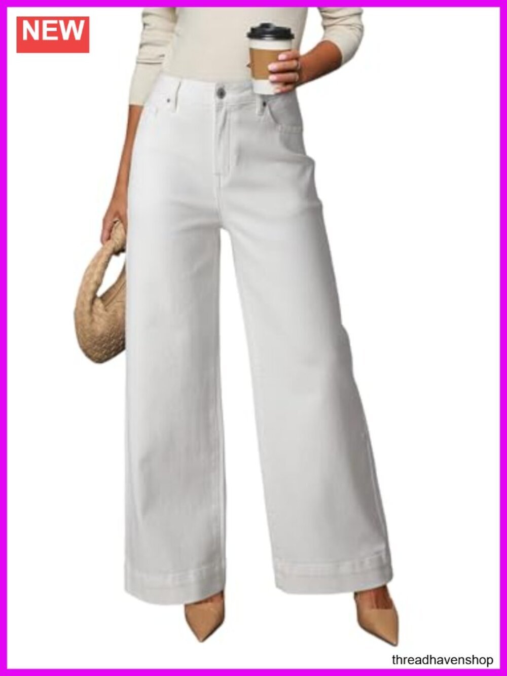 High Waisted Wide Leg Jeans Women Stretchy Baggy Denim Pants Casual Loose Fit